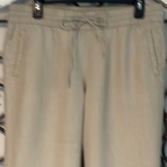 ANDREA JOVINE 100% LINEN HIGH WAIST PANTS KHAKI SIZE 8 - Picture 3 of 8